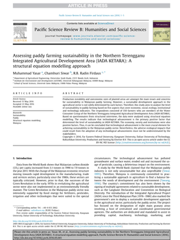 Assessing Paddy Farming Sustainability in the Northern Terengganu Integrated Agricultural Development Area (IADA KETARA): a Structural Equation Modelling Approach