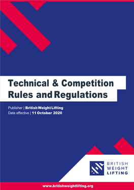 Technical & Competition Rules and Regulations