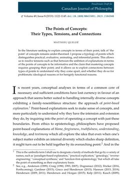 The Points of Concepts: Their Types, Tensions, and Connections