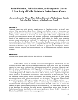 A Case Study of Public Opinion in Saskatchewan, Canada