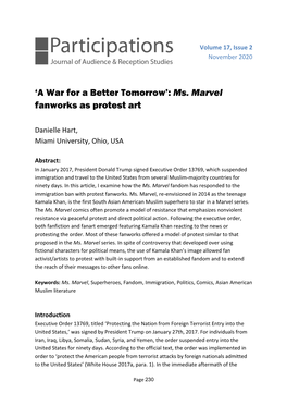 'A War for a Better Tomorrow': Ms. Marvel Fanworks As Protest