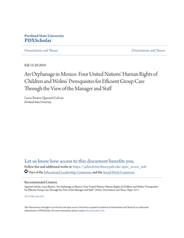 An Orphanage in Mexico: Four United Nations' Human Rights of Children and Wolins' Prerequisites for Efficient Group Care Through the View of the Manager and Staff