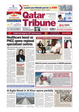 Healthcare Boost As PHCC Opens Regional Specialised Centres
