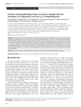 Genetic and Morphological Data Reveal New Insights Into the Taxonomy of Campanula Versicolor S.L