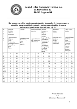 Zakład Usług Komunalnych Sp. Z O.O. Ul. Słowiańska 13 58-210 Łagiewniki