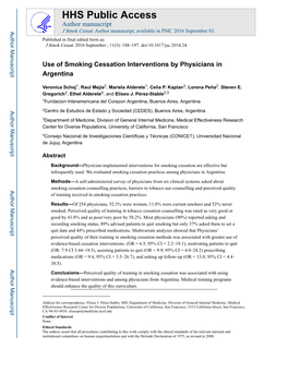 Use of Smoking Cessation Interventions by Physicians in Argentina