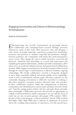 Engaging Communities and Cultures in Ethnomusicology: an Introduction