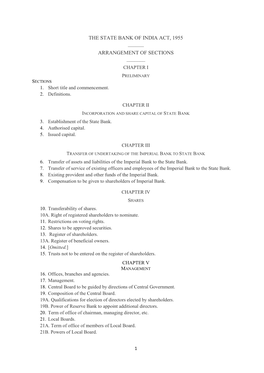 The State Bank of India Act, 1955 ___Arrangement of Sections ___