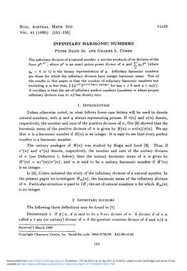 Infinitary Harmonic Numbers