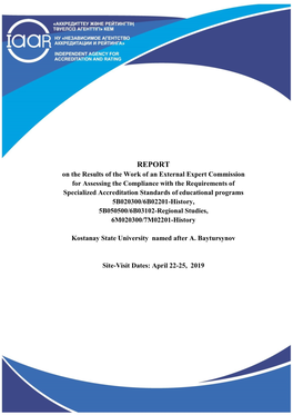 REPORT on the Results of the Work of an External Expert Commission for Assessing the Compliance with the Requirements Of