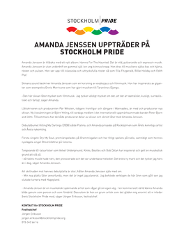 Amanda Jenssen Uppträder På Stockholm Pride