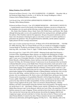 Bishop Monkton, Press 1870-1879 Richmond and Ripon Chronicle, 1 Jan. 1870