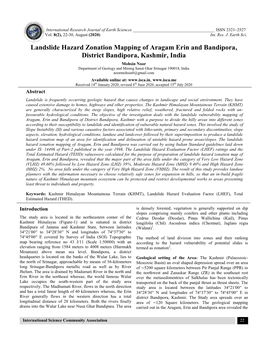 Landslide Hazard Zonation Mapping of Aragam Erin and Bandipora