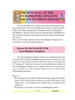 The Downfall of the Anuradhapura Kingdom and South