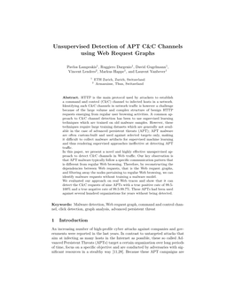 Unsupervised Detection of APT C&C Channels Using Web Request Graphs