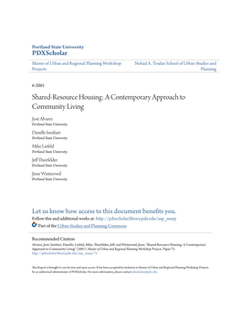 Shared-Resource Housing: a Contemporary Approach to Community Living