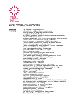 List of Participating Institutions