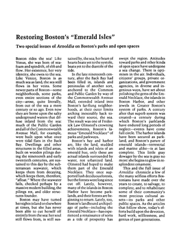 Restoring Boston's 'Emerald Isles'