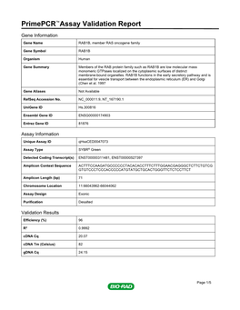 Primepcr™Assay Validation Report