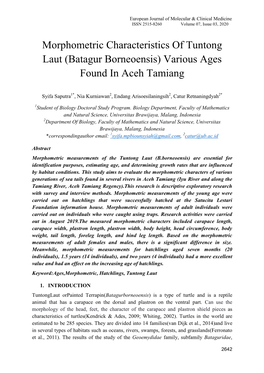 Batagur Borneoensis) Various Ages Found in Aceh Tamiang