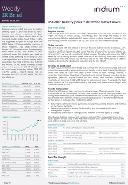 IR Brief Sunday, 20.05.2018 US Dollar, Treasury Yields to Determine Market Moves