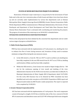 Status of River Restoration Projects in Chennai