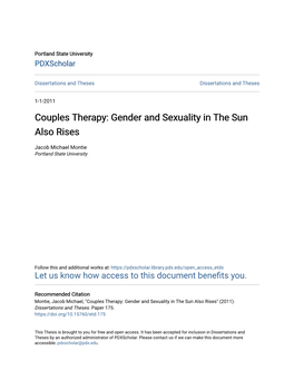 Gender and Sexuality in the Sun Also Rises