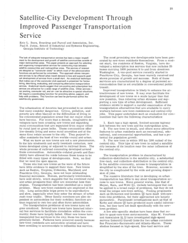 Satellite-City Development Through Improved Passenger Transportation Service Eric L