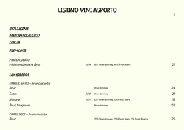 Listino Vini Asporto €