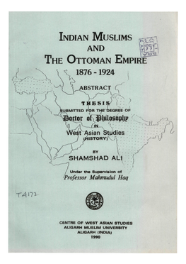 Indian Muslims the Ottoman Empire