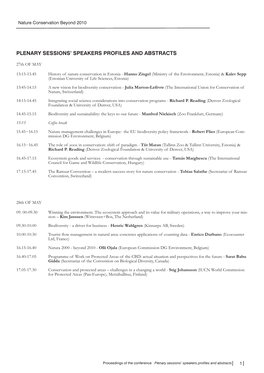 Plenary Sessions' Speakers Profiles and Abstracts