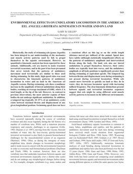 Environmental Effects on Undulatory Locomotion in the American Eel Anguilla Rostrata: Kinematics in Water and on Land