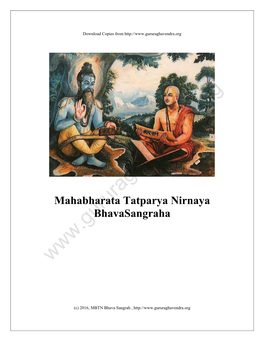 Mahabharata Tatparya Nirnaya Bhavasangraha