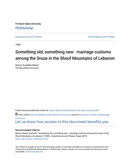 Marriage Customs Among the Druze in the Shouf Mountains of Lebanon