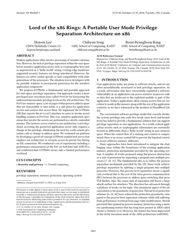 Lord of the X86 Rings: a Portable User Mode Privilege Separation Architecture on X86