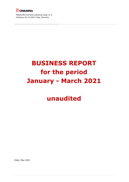 Quarterly Report for the Period from 1.1.2021 to 31.3.2021