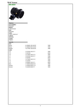 MAF Sensor MA-B001