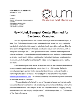 New Hotel, Banquet Center Planned for Eastwood Complex