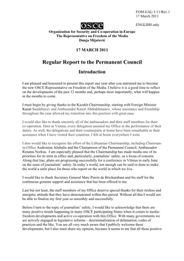 Regular Report to the Permanent Council Introduction