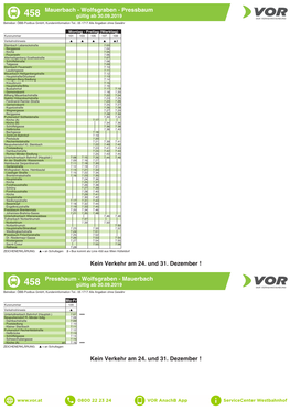 Pressbaum Kein Verkehr Am 24. Und 31. Dezember