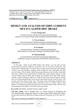 Design and Analysis of Eddy Current Multi Caliper Disc Brake