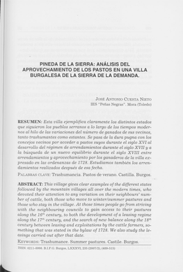 Pineda De La Sierra: Análisis Del Aprovechamiento De Los Pastos En Una Villa Burgalesa De La Sierra De La Demanda
