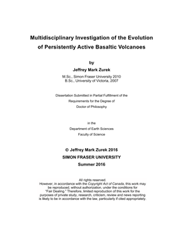 Multidisciplinary Investigation of the Evolution of Persistently Active Basaltic Volcanoes