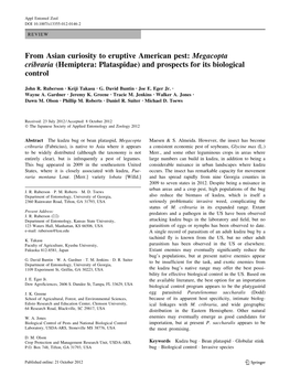 From Asian Curiosity to Eruptive American Pest: Megacopta Cribraria (Hemiptera: Plataspidae) and Prospects for Its Biological Control