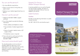 Medical Transport Service Valid From1 Tel: 023 80270088 St April2012