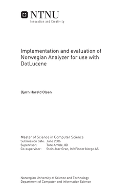 Implementation and Evaluation of Norwegian Analyzer for Use with Dotlucene