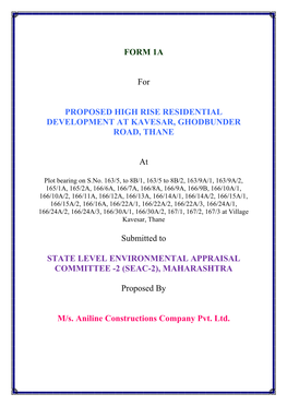 FORM 1A for PROPOSED HIGH RISE RESIDENTIAL DEVELOPMENT