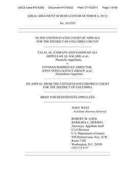 [ORAL ARGUMENT SCHEDULED for OCTOBER 6, 2011] No. 10-5393