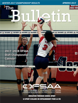 2017 -2018 OFSAA Draft Championship Calendar News From