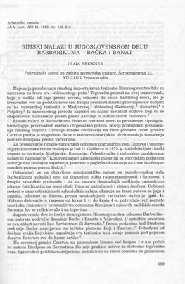Rimski Nalazi U Jugoslovenskom Delu Barbarikuma - Bačka I Banat